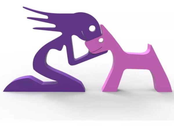 Escultura Decorativa Amor Mujer Perro 3D PLA