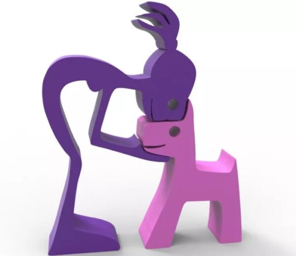 Escultura Decorativa Amor Mujer Perro 3d 2 Pla
