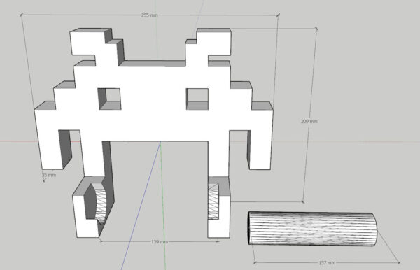 Porta Rollo Papel Higiénico Space Invaders Impreso 3d Pla - Imagen 3