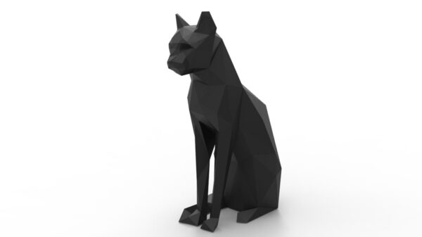 Escultura Decorativa Gato Sentado 3d Pla Grande