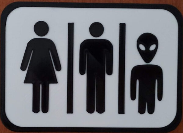 Señaletica Para Baño Graciosa Caballero, Dama Y Alien 3d Pla - Imagen 2