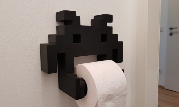 Porta Rollo Papel Higiénico Space Invaders Impreso 3d Pla - Imagen 2