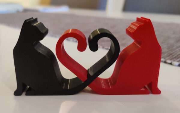 Escultura Decorativa Gato Amor 3d Pla - Imagen 2