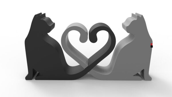 Escultura Decorativa Gato Amor 3d Pla - Imagen 4