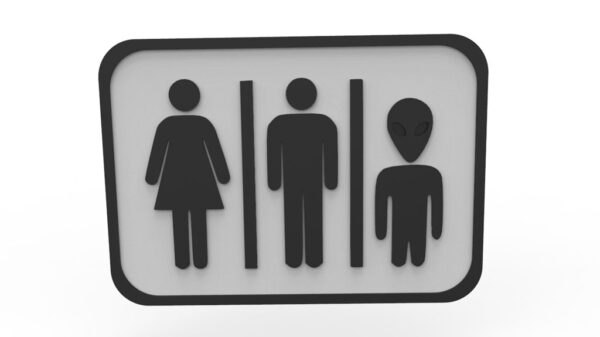 Señaletica Para Baño Graciosa Caballero, Dama Y Alien 3d Pla