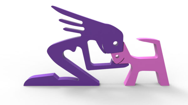 Escultura Decorativa Amor Mujer Gato 3d Pla