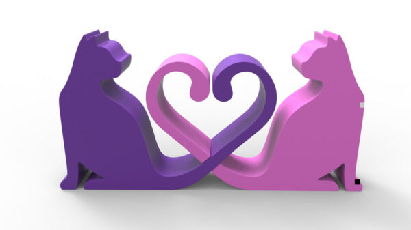 Escultura Decorativa Gato Amor 3d Pla - Imagen 5
