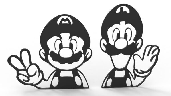 Arte 2d Decorativo Mario Y Luigi Siluetas 3d Pla