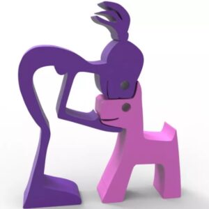 Escultura Decorativa Amor Mujer Perro 3d 2 Pla