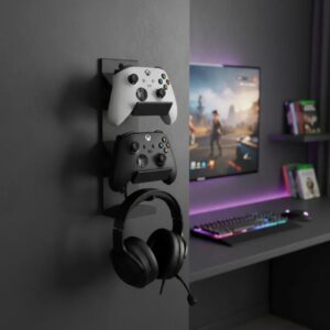Soporte Xbox One Muro Para 2 Controles Y Audifono 3d Pla