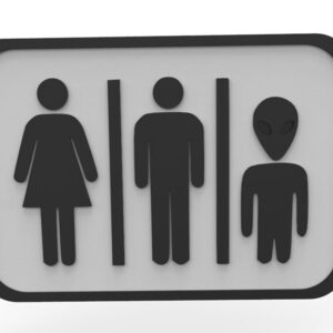 Señaletica Para Baño Graciosa Caballero, Dama Y Alien 3d Pla
