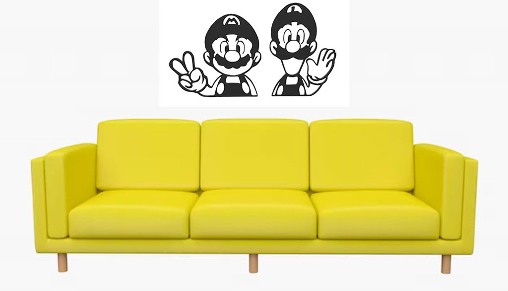 Arte 2d Decorativo Mario Y Luigi Siluetas 3d Pla - Imagen 2