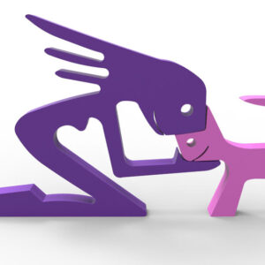 Escultura Decorativa Amor Mujer Gato 3d Pla