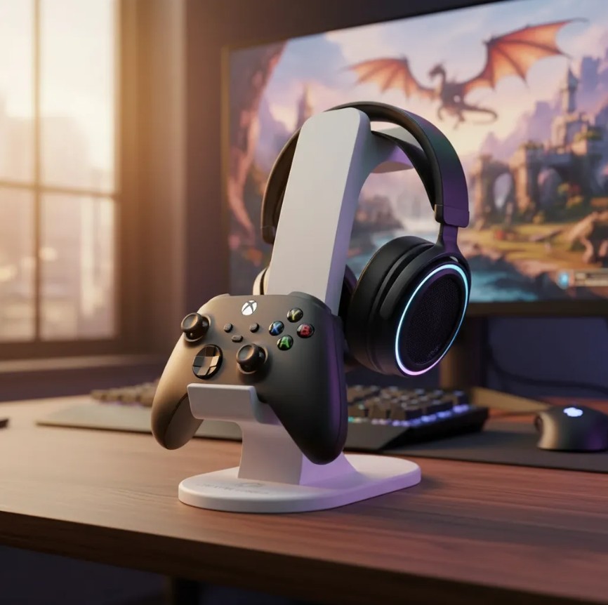 blanco3 Soporte de mesa para un Mando y Audífono Xbox | Organizador Gamer - Imagen 2