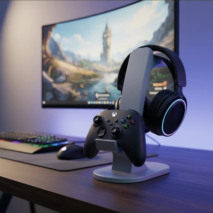 gris2 Soporte de mesa para un Mando y Audífono Xbox | Organizador Gamer - Imagen 3
