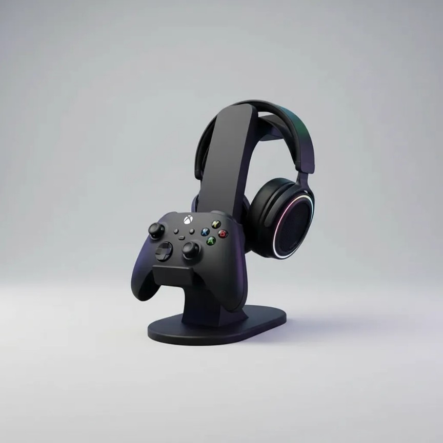 negro1 Soporte de mesa para un Mando y Audífono Xbox | Organizador Gamer