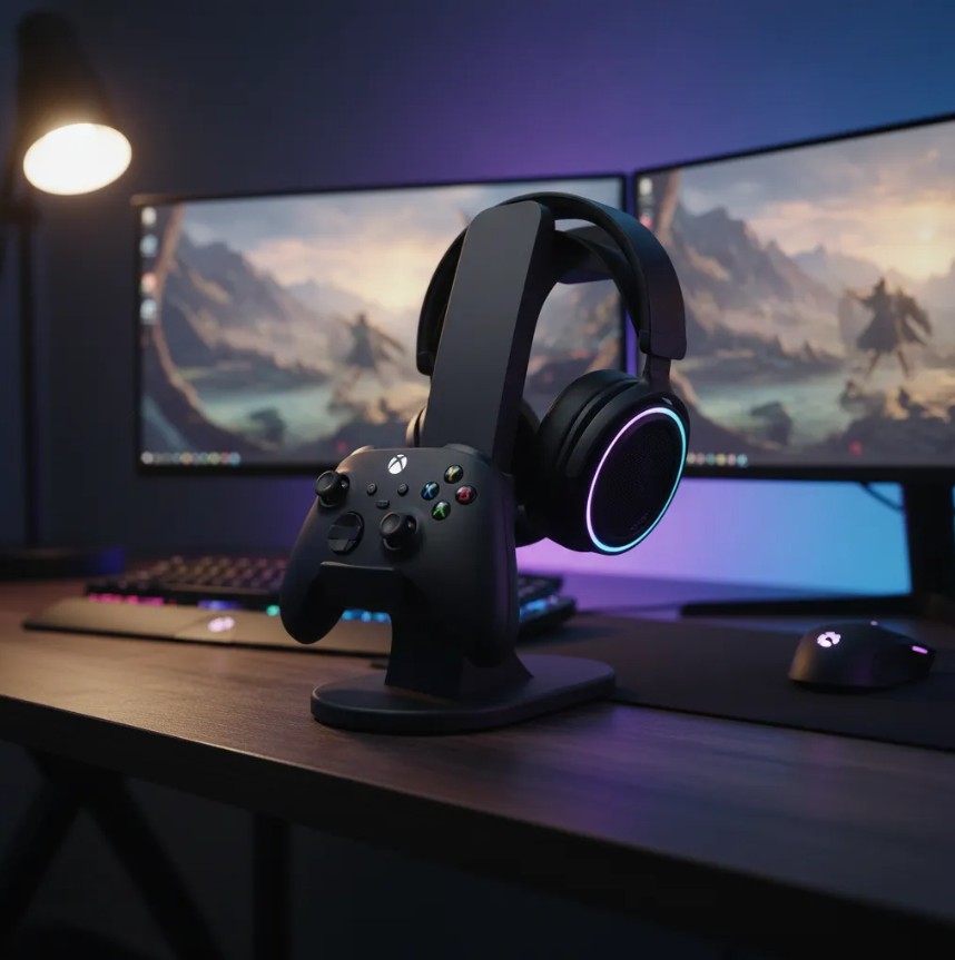 negro4 Soporte de mesa para un Mando y Audífono Xbox | Organizador Gamer - Imagen 4